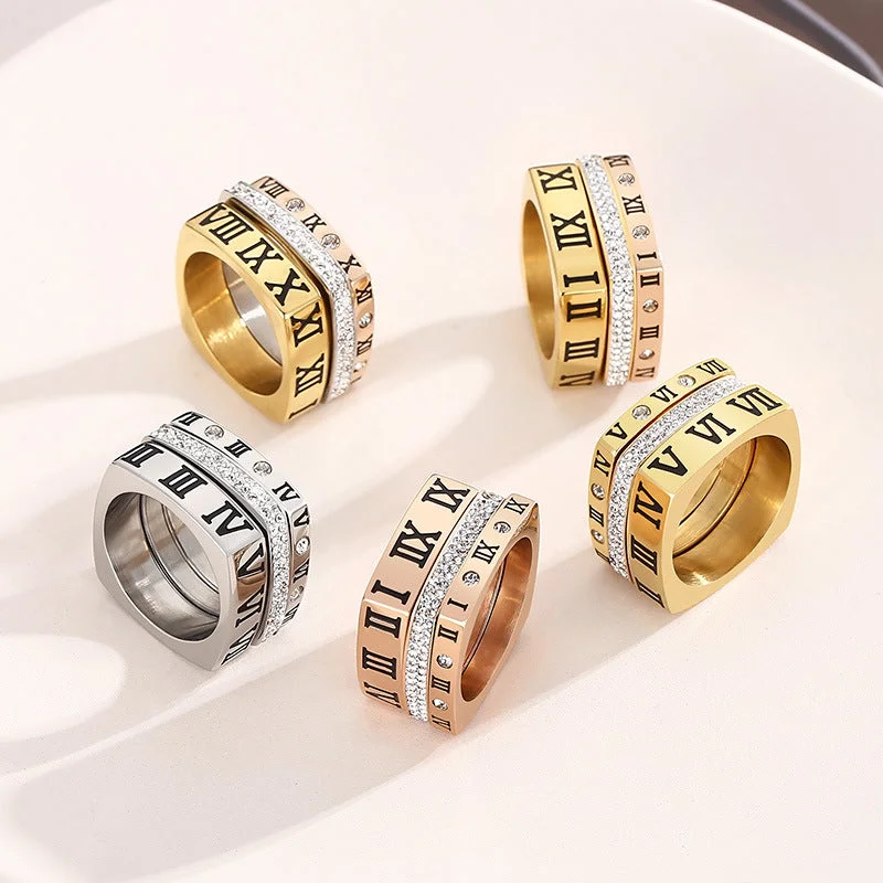 Minimalist Silver Rings-Roman Square Numbers