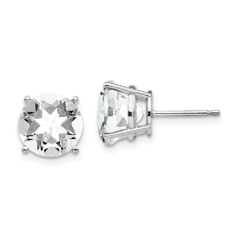 Sparkling Crystal Earrings-14k White Gold 9mm Cubic Zirconia Earrings