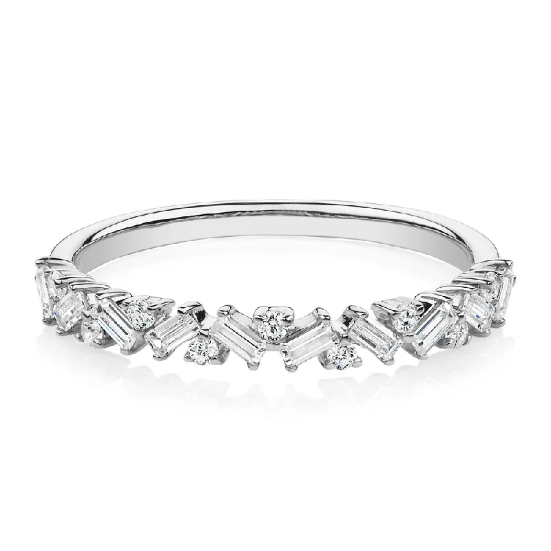 Trendy Stackable Rings-Dress ring with 0.56 carats* of diamond simulants in 10 carat white gold