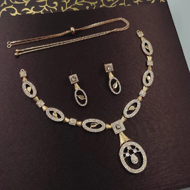 Trendy Gold Necklaces-Aamrapali Gold Plated Austrian Stone Necklace Set