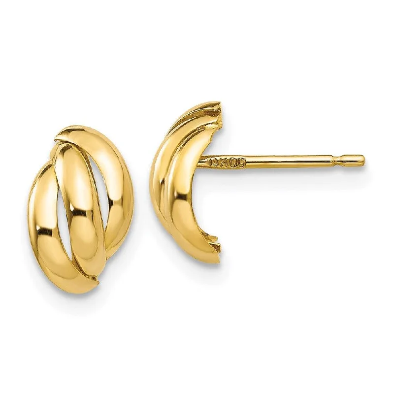 Large Statement Earrings-14k Polished Fancy Post Earrings