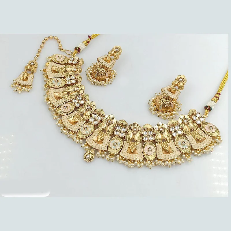 Layered Necklaces for Women-Rani Sati Jewels Gold Plated Meenakari and Kundan Necklace Set