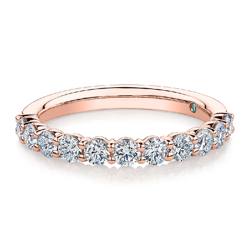 Solitaire Engagement Rings-Premium Lab-Grown Diamond, 0.90 carat TW round brilliant wedding or eternity band in 18 carat rose gold