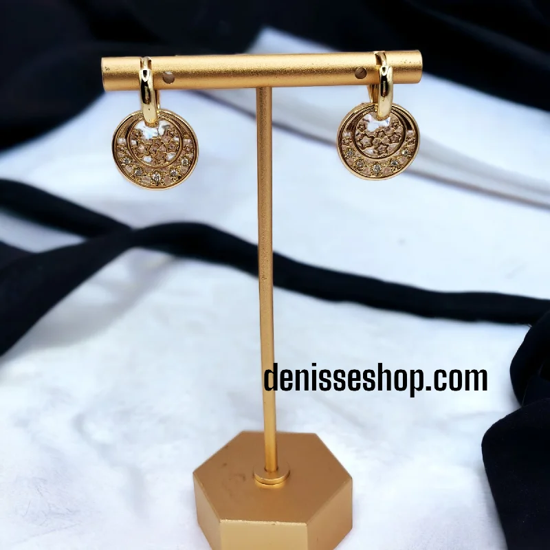 Fashionable Drop Earrings-Round Gold Earrings E122