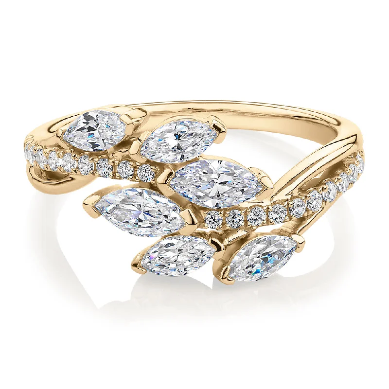 Classic Engagement Rings for Women-Dress ring with 1.23 carats* of diamond simulants in 10 carat yellow gold