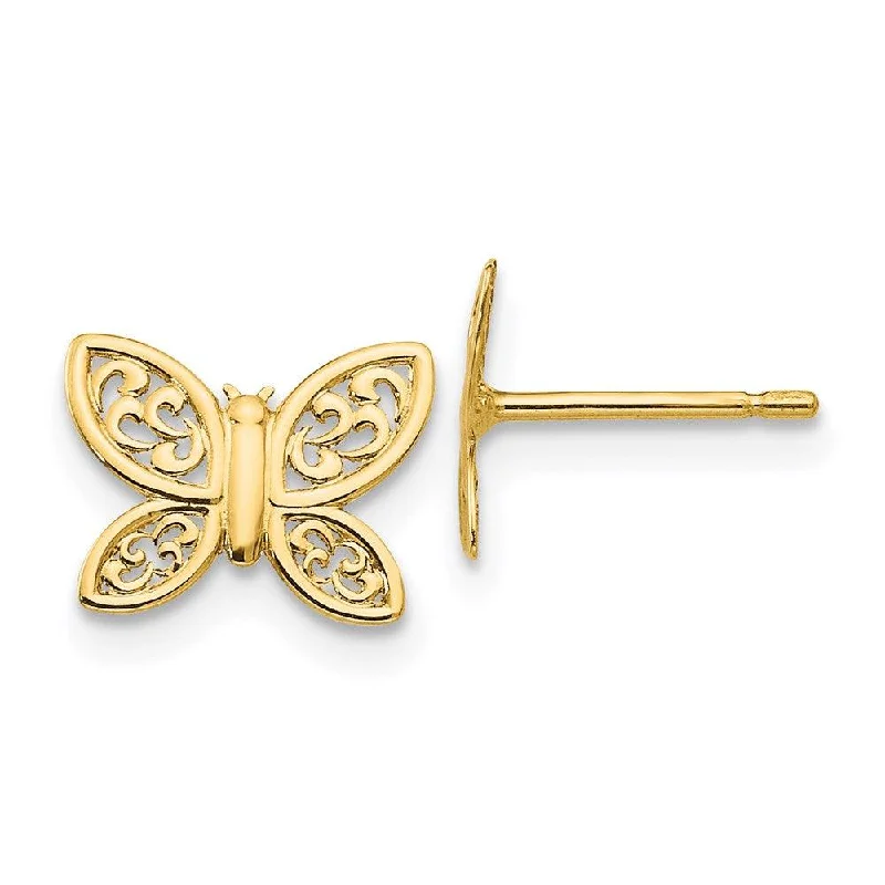 Artisanal Earrings for Sale-14k Polished Butterfly Post Earrings