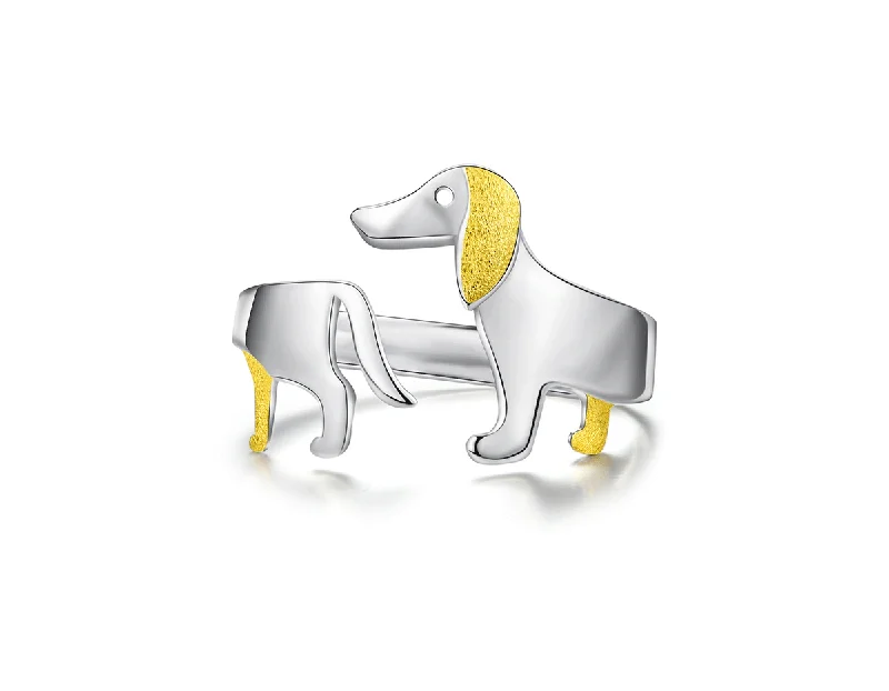 Dainty Gold Rings-Dachshund Dog Ring