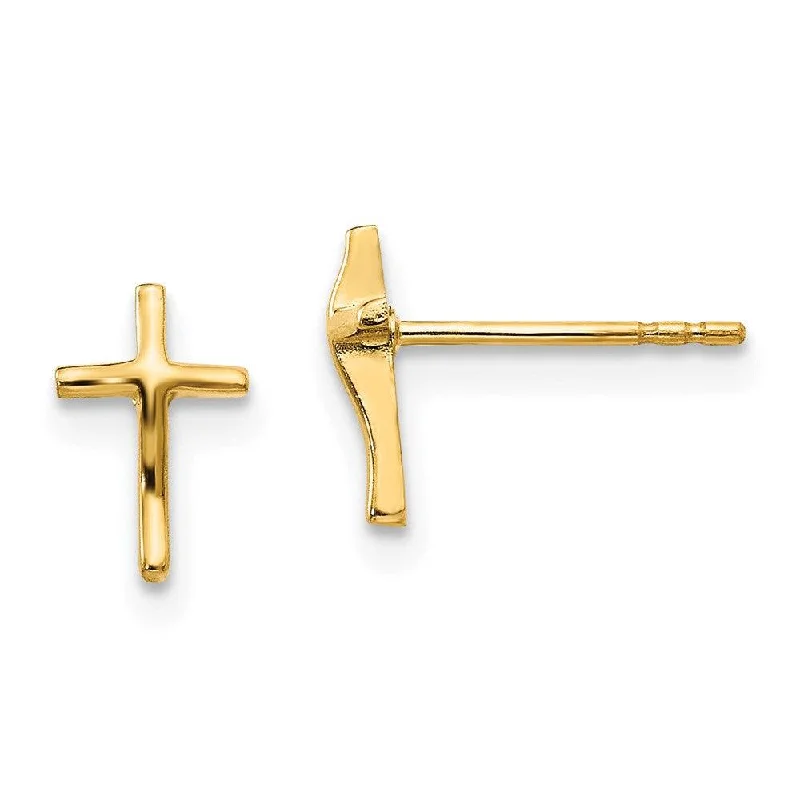 Classic Silver Earrings-Madi K Kid's 14k  Polished Cross Post Earrings