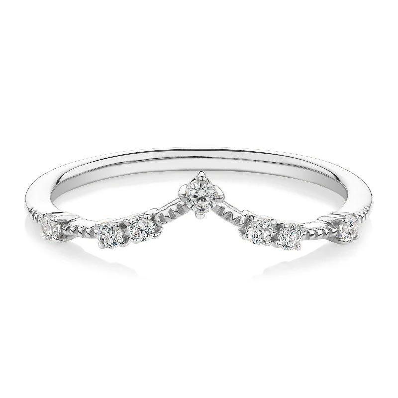 Custom Vintage Rings-Wedding or eternity band with diamond simulants in 14 carat white gold