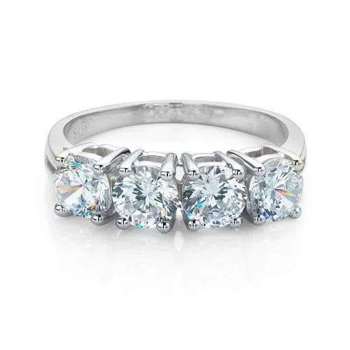 Simple Wedding Rings-Dress ring with 1.84 carats* of diamond simulants in 10 carat white gold