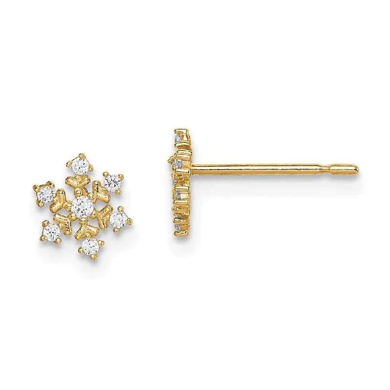 Premium Gold Earrings-Madi K Kid's 14k  CZ Snowflake Post Earrings