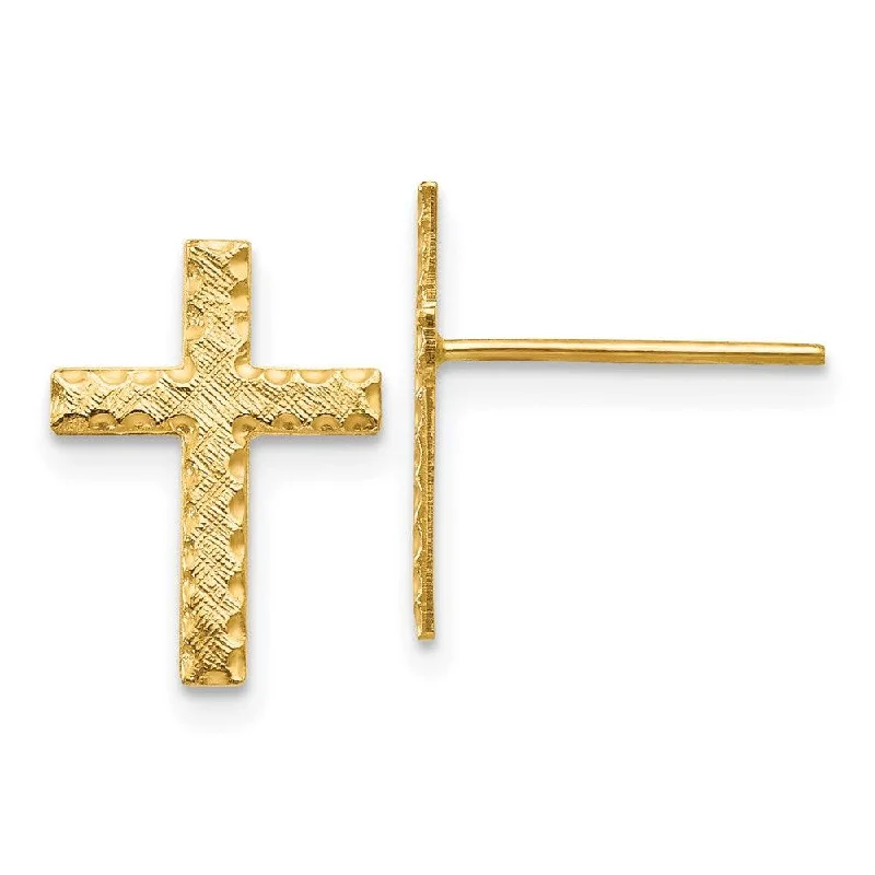 Multi-Layered Earrings-14k Brushed Finish Cross Earrings