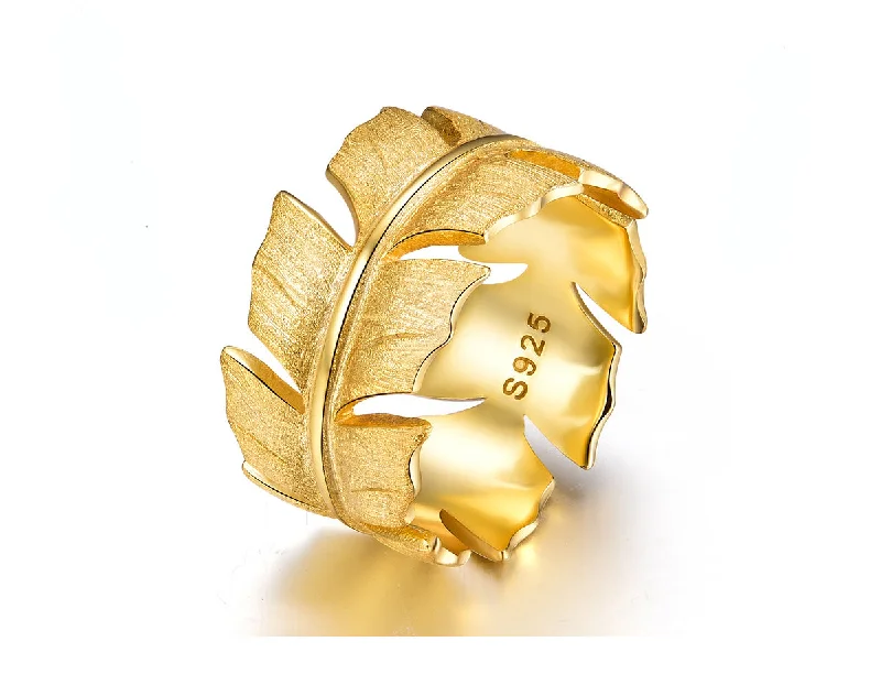 Antique Gold Rings-Classic Feather Ring