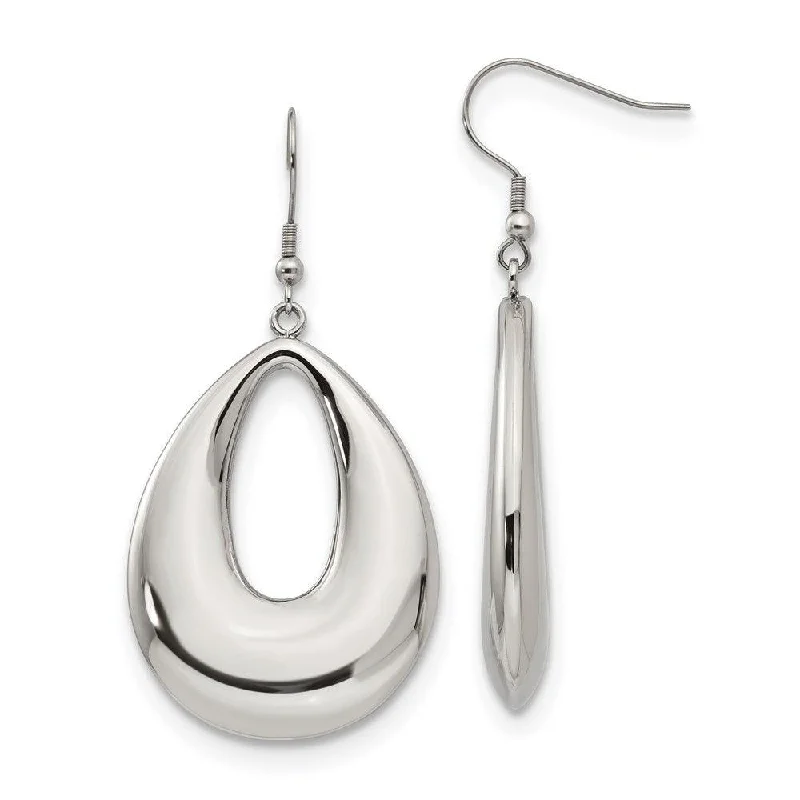 Heart Shaped Earrings-Stainless Steel Hollow Teardrop Dangle Earrings