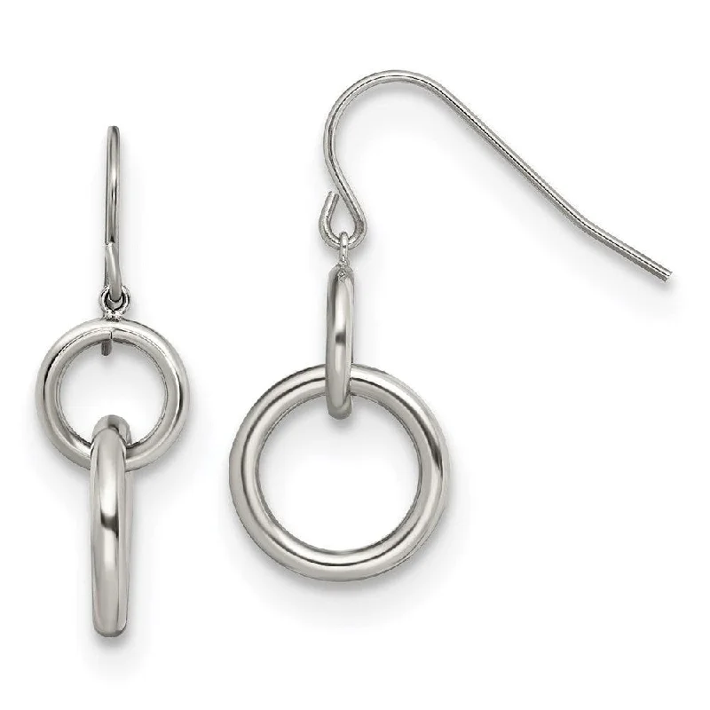 Personalized Jewelry Earrings-Stainless Steel Polished Circle Shepherd Hook Earrings