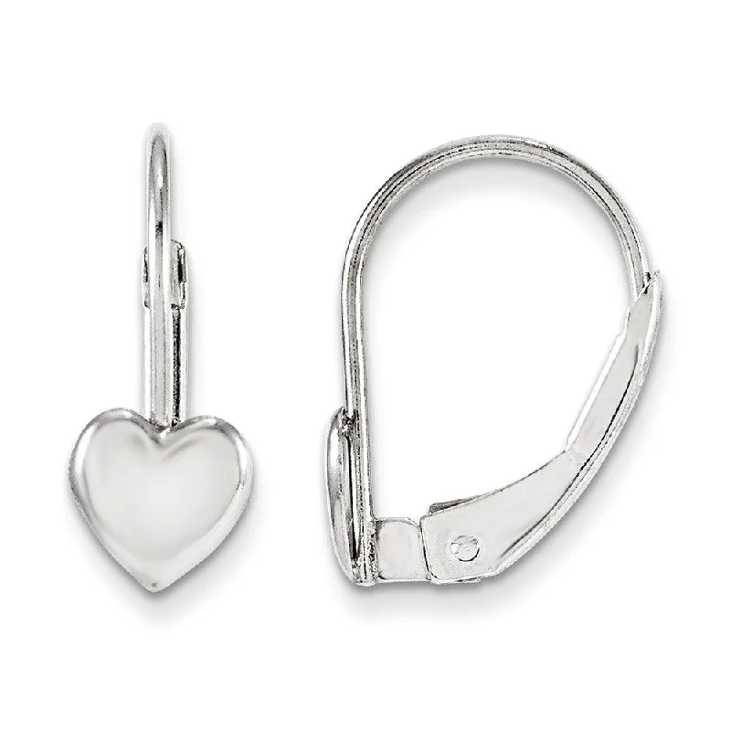 Unique Stud Earrings-Madi K Kid's 14k White Gold  Heart Leverback Earrings