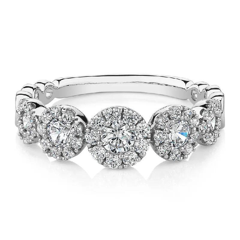 Elegant Wedding Rings-Celeste Dress ring with 0.89 carats* of diamond simulants in 10 carat white gold