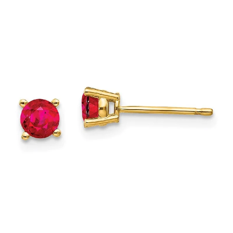 Red Gemstone Earrings-14k Ruby Post Earrings