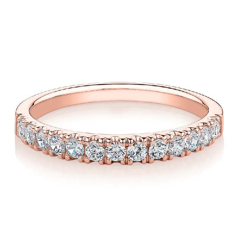 Vintage Silver Engagement Rings-Wedding or eternity band with 0.39 carats* of diamond simulants in 10 carat rose gold