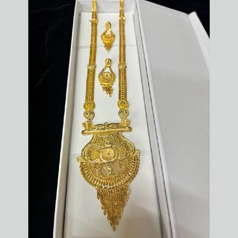 Gold Choker Necklaces-Pari Art Jewellery Forming Long Necklace Set