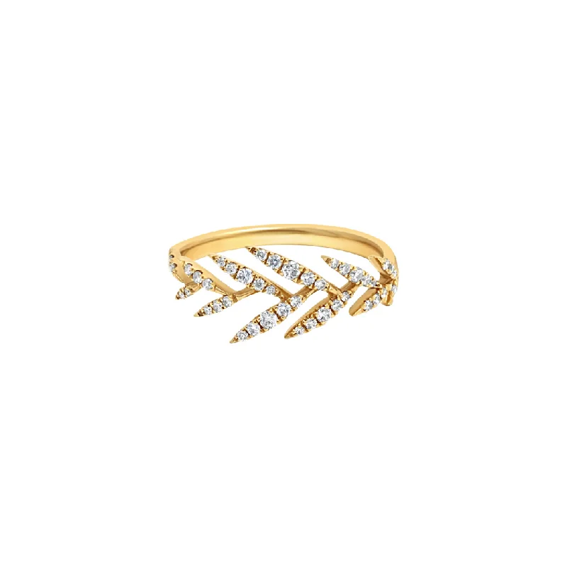 Diamond Wedding Rings-Yellow Gold & Diamond Alure Feather Ring