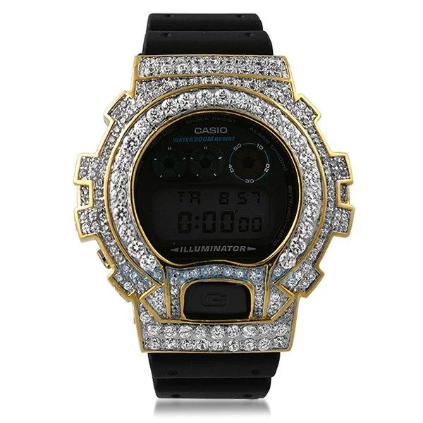 Digital Watches with Touchscreen-Gold Big Boy Custom Made G Shock DW6900