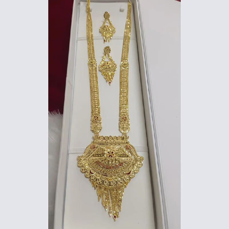 Classic Diamond Pendant Necklaces-Pari Art Jewellery Gold Forming Gold Long Necklace Set