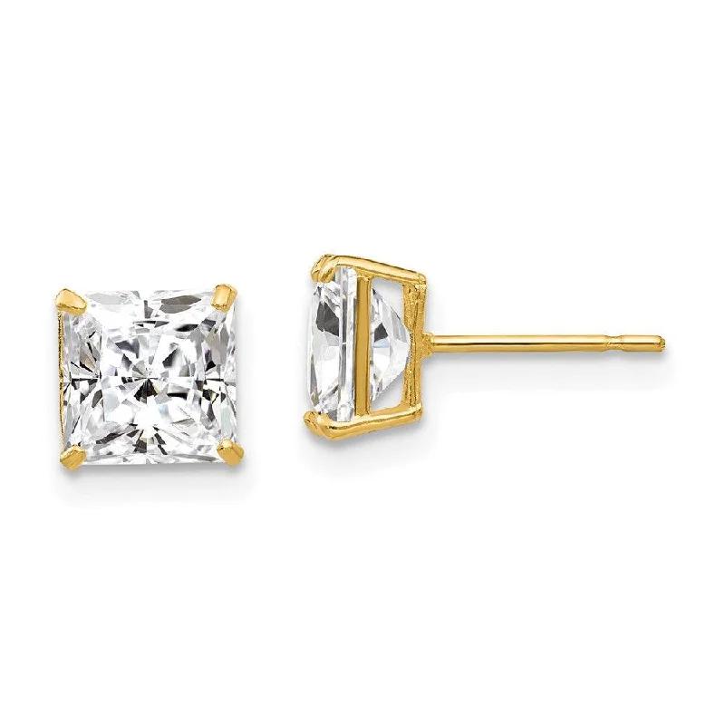 Artistic Drop Earrings-14k 6mm Square CZ Post Earrings