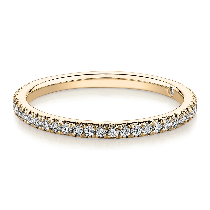 Handcrafted Engagement Rings-Signature Simulant Diamond 0.23 carat* TW round brilliant wedding or eternity band in 14 carat yellow gold