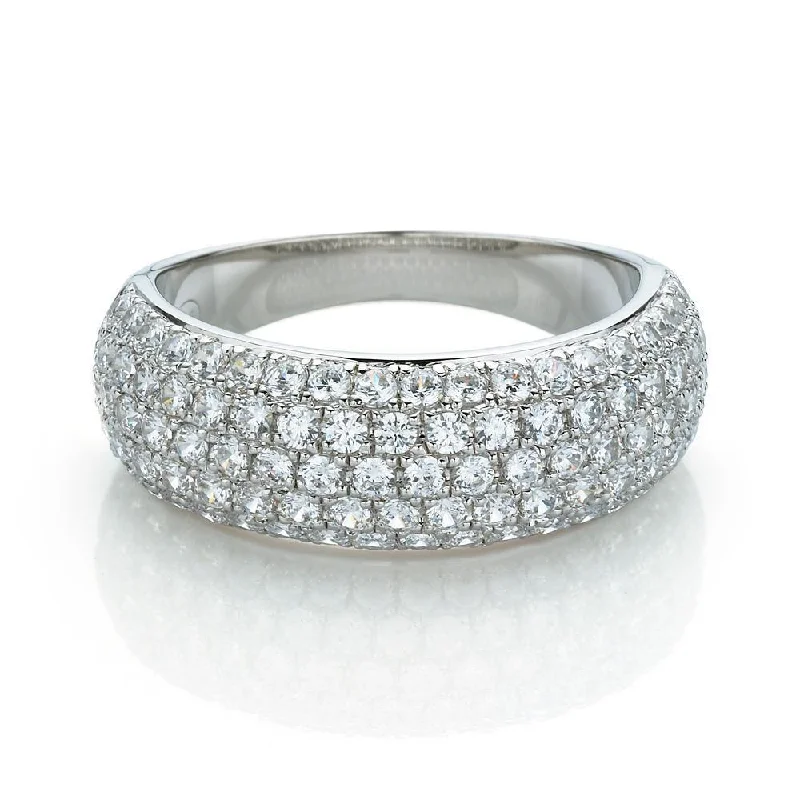 Classy Wedding Rings-Dress ring with 1.4 carats* of diamond simulants in 10 carat white gold