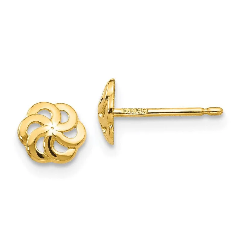 Unique Gold Earrings-14k Polished Flower Post Earrings