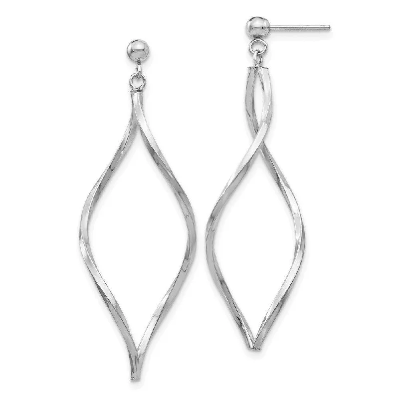 Unique Boho Earrings-14k White Gold Twisted Post Dangle Earrings