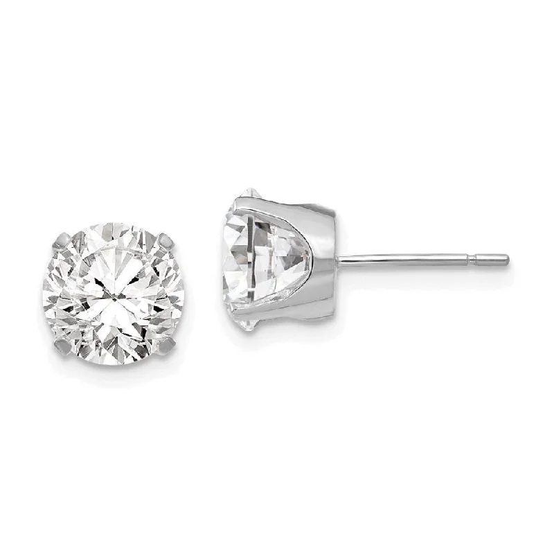 Bohemian Style Earrings-14k White Gold 8mm CZ stud earrings