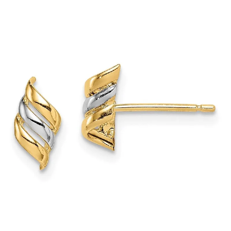 Unique Hoop Earrings-Madi K Kid's 14k w/Rhodium  Swirl Post Earrings