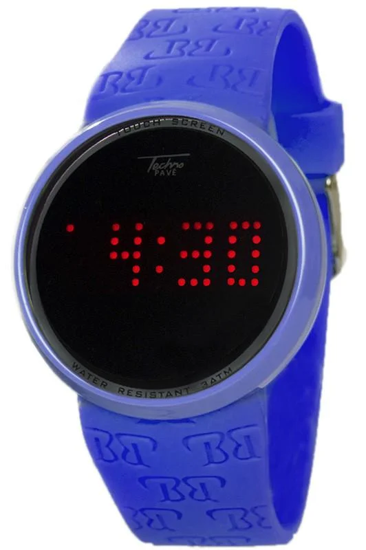 Classic Mechanical Watches-Touch Screen Digital Watch in Blue Techno pave