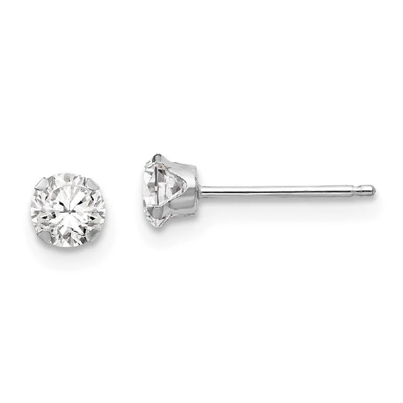 Unique Gold Earrings-Madi K Kid's 14k White Gold  4mm CZ Post Earrings