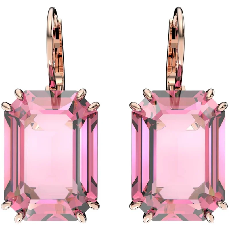 Elegant Stud Earrings-Swarovski Women's Earrings - Millenia Octagon Cut Pink Drop Rose Gold Tone | 5619502