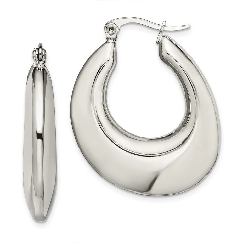 Sparkling Gem Earrings-Stainless Steel Hollow Teardrop Hoop Earrings