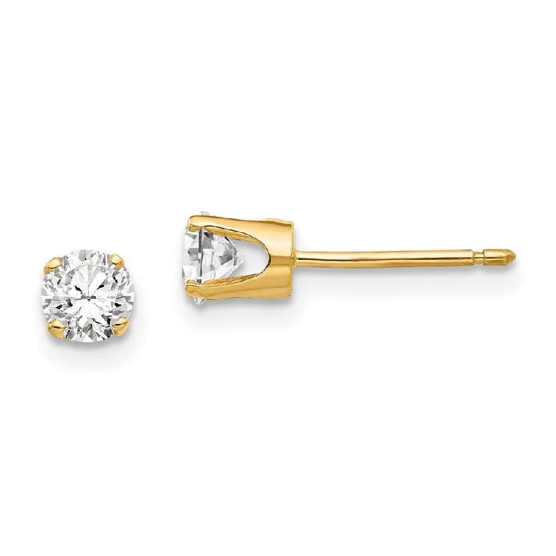 Custom Metal Earrings-14k 4mm CZ stud earrings