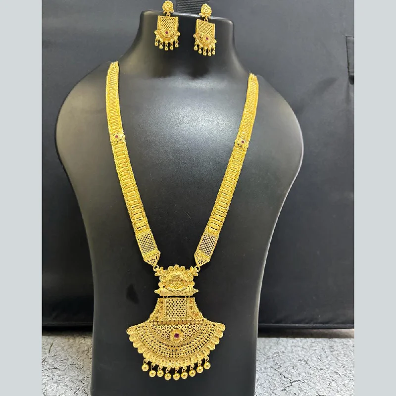 Custom Birthstone Necklaces-Pari Art Jewellery Forming Gold Long Necklace Set