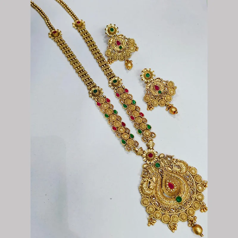 Nature-Inspired Necklaces-Manisha Jewellery Gold Plated Pota Stone Necklace Set