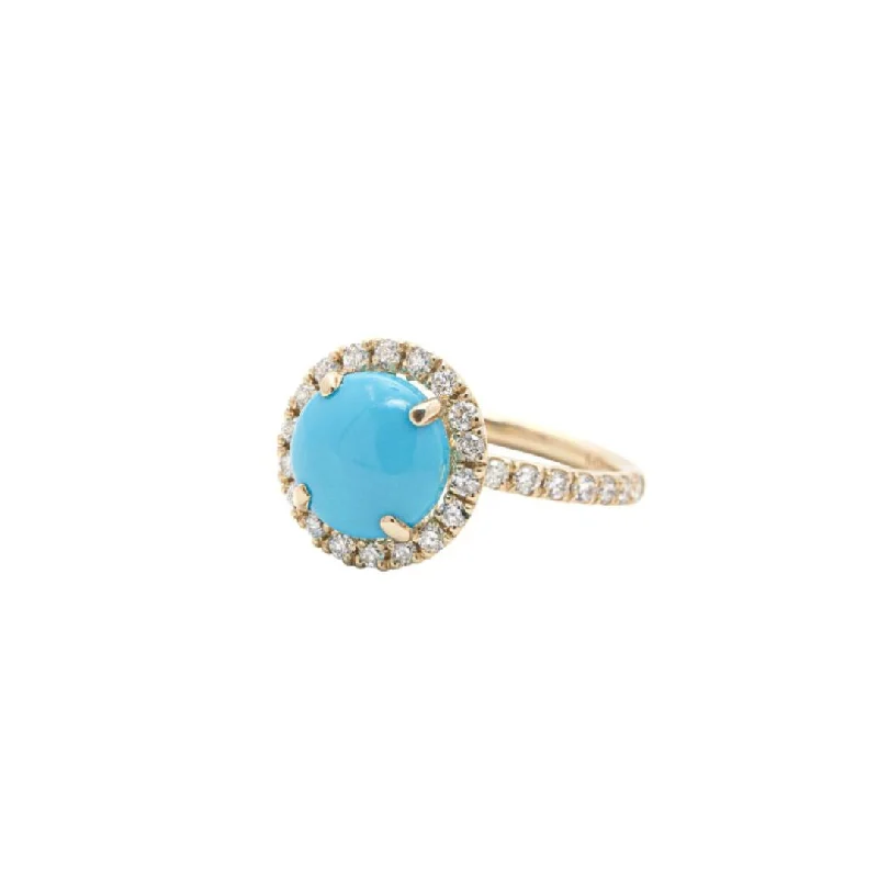 Luxury Engagement Rings for Women-Yellow Gold & Turquoise Aura Ring II