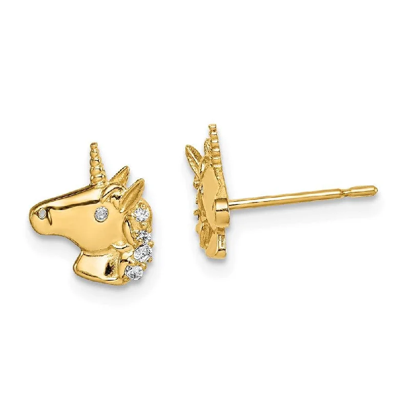 Bold Red Earrings-Madi K Kid's 14k  Unicorn CZ Stud Earrings