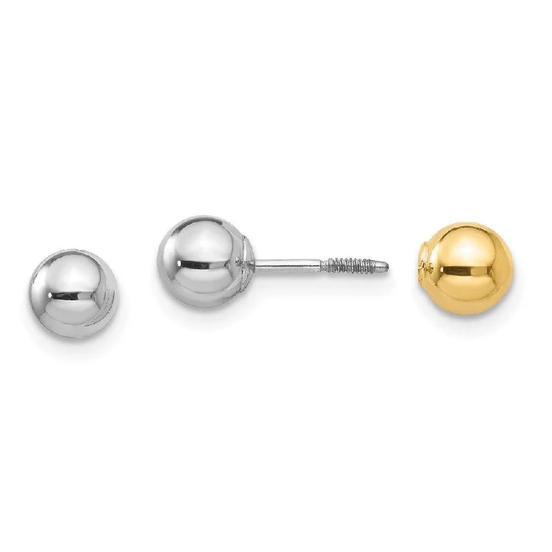 Natural Gemstone Earrings-Madi K Kid's 14k  Two-tone Reversible 5mm Ball Screw Earrings