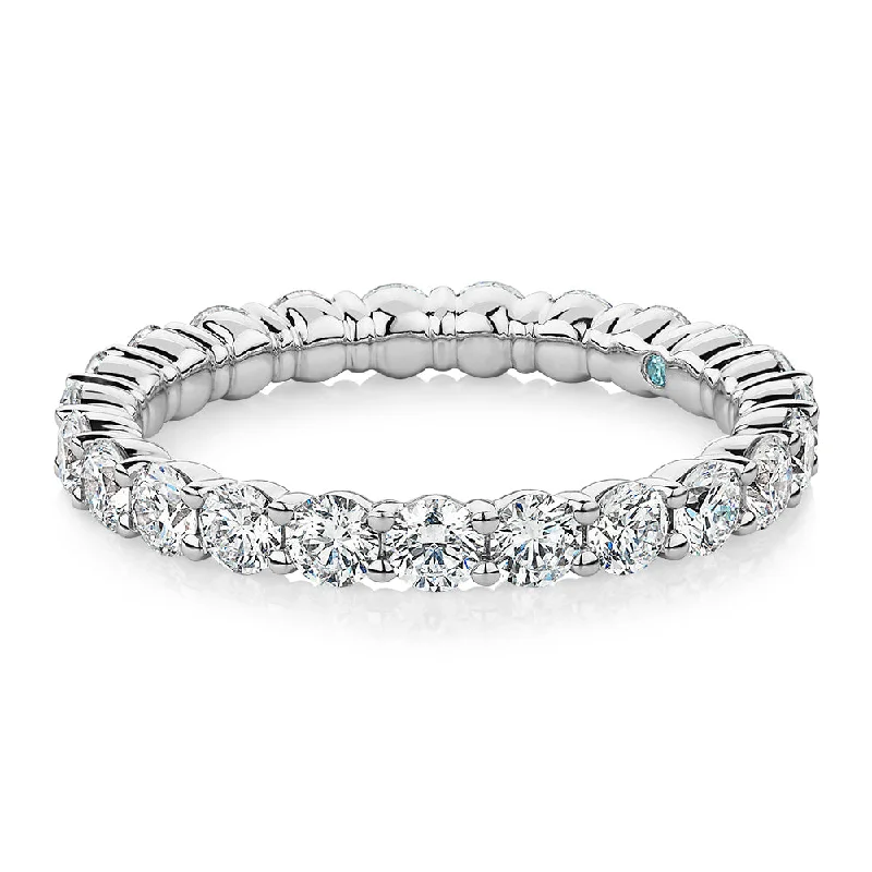 Designer Diamond Rings-Premium Lab-Grown Diamond, 1.86 carat TW round brilliant all-rounder wedding or eternity band in 14 carat white gold