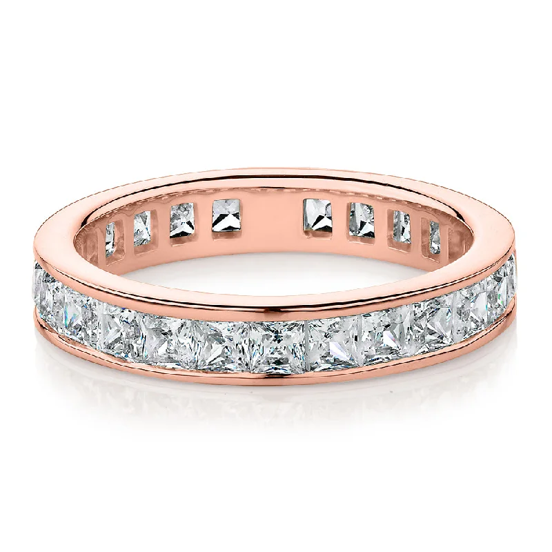 Large Statement Diamond Rings-All-rounder eternity band with 2.5 carats* of diamond simulants in 10 carat rose gold