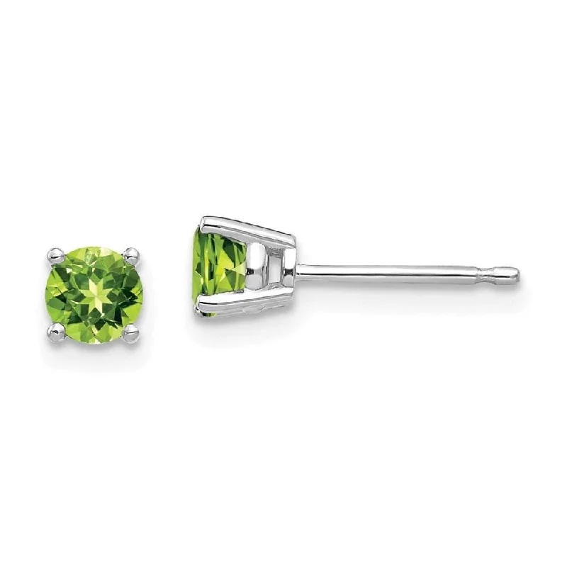 Elegant Wedding Earrings-14k White Gold 4mm Peridot Earrings