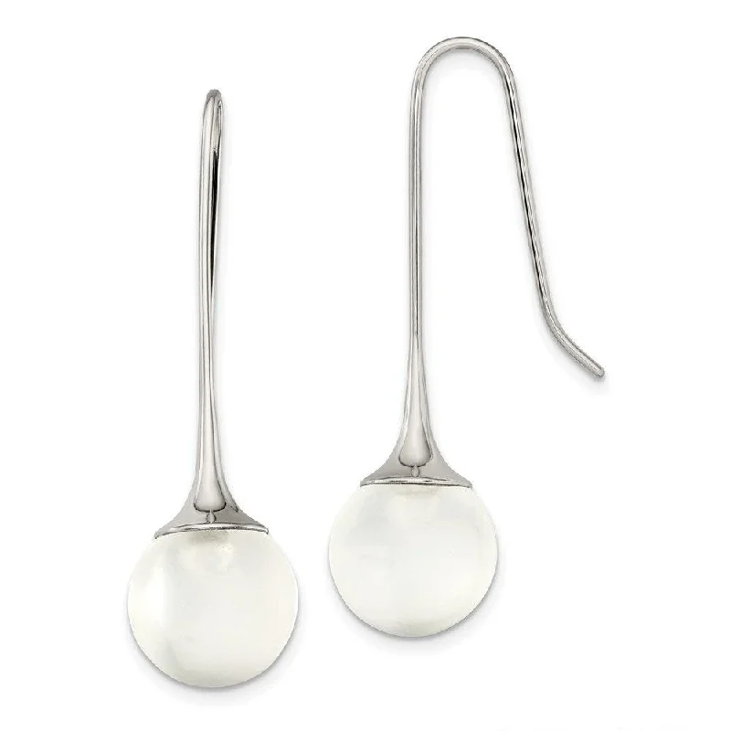 Classic Hoop Earrings-Stainless Steel with Glass Ball Shepherd Hook Earrings