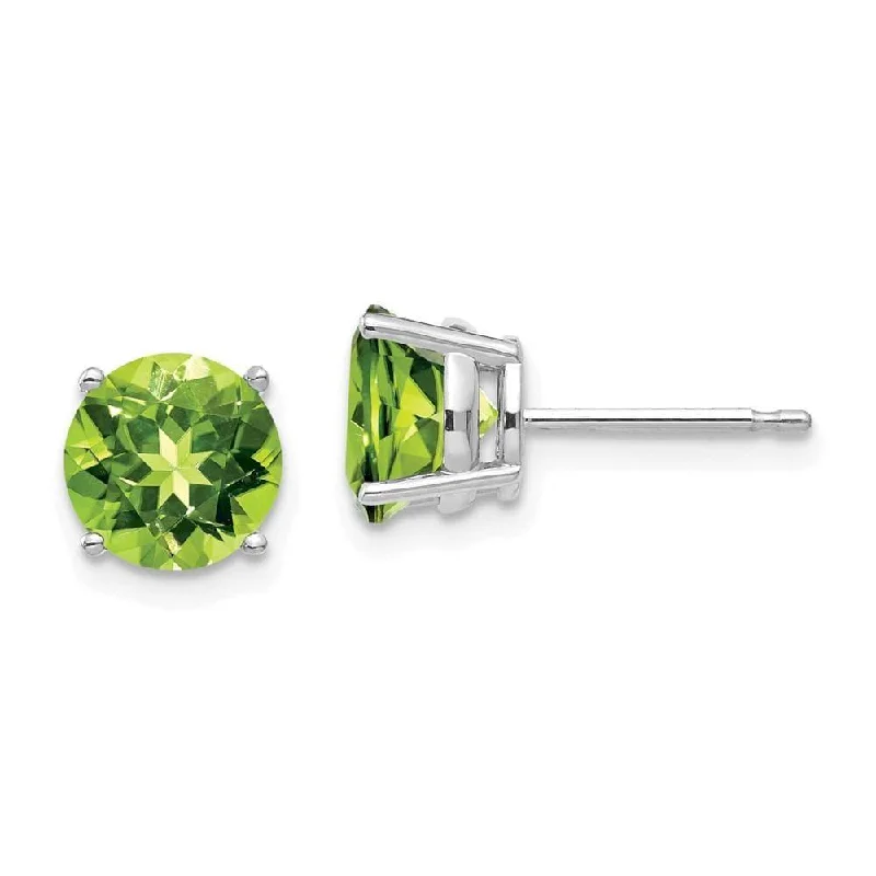 Geometric Earrings-14k White Gold 7mm Peridot Earrings