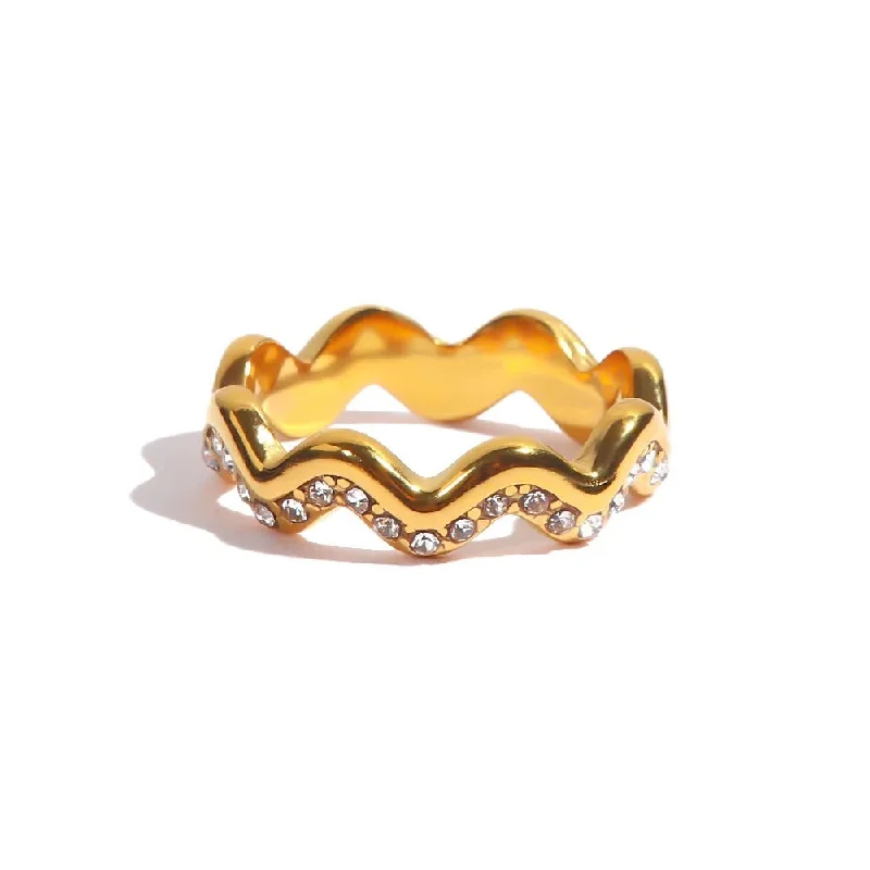 Dainty Gold Rings-Wave Ring